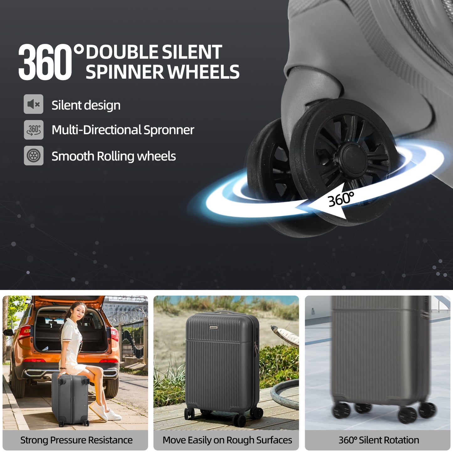 Searoute Suitcase Set in Grey