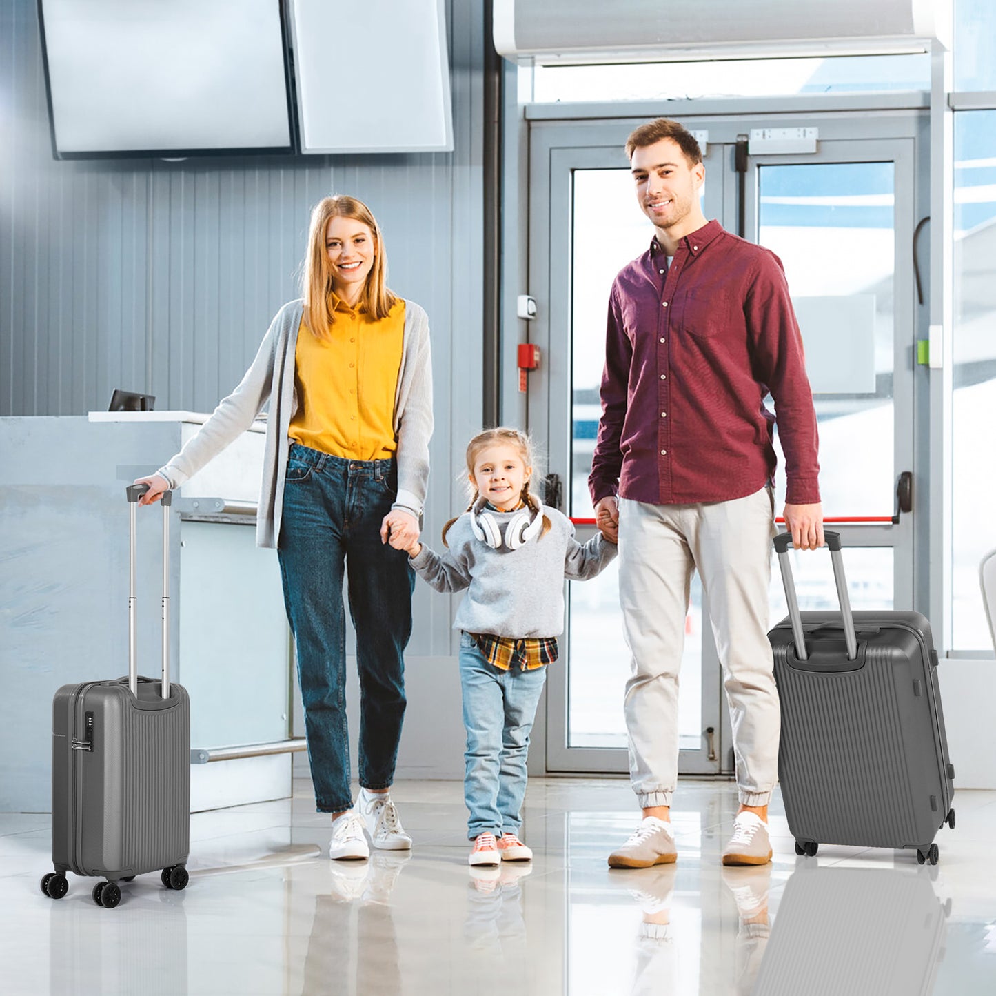 Searoute Suitcase Set in Grey