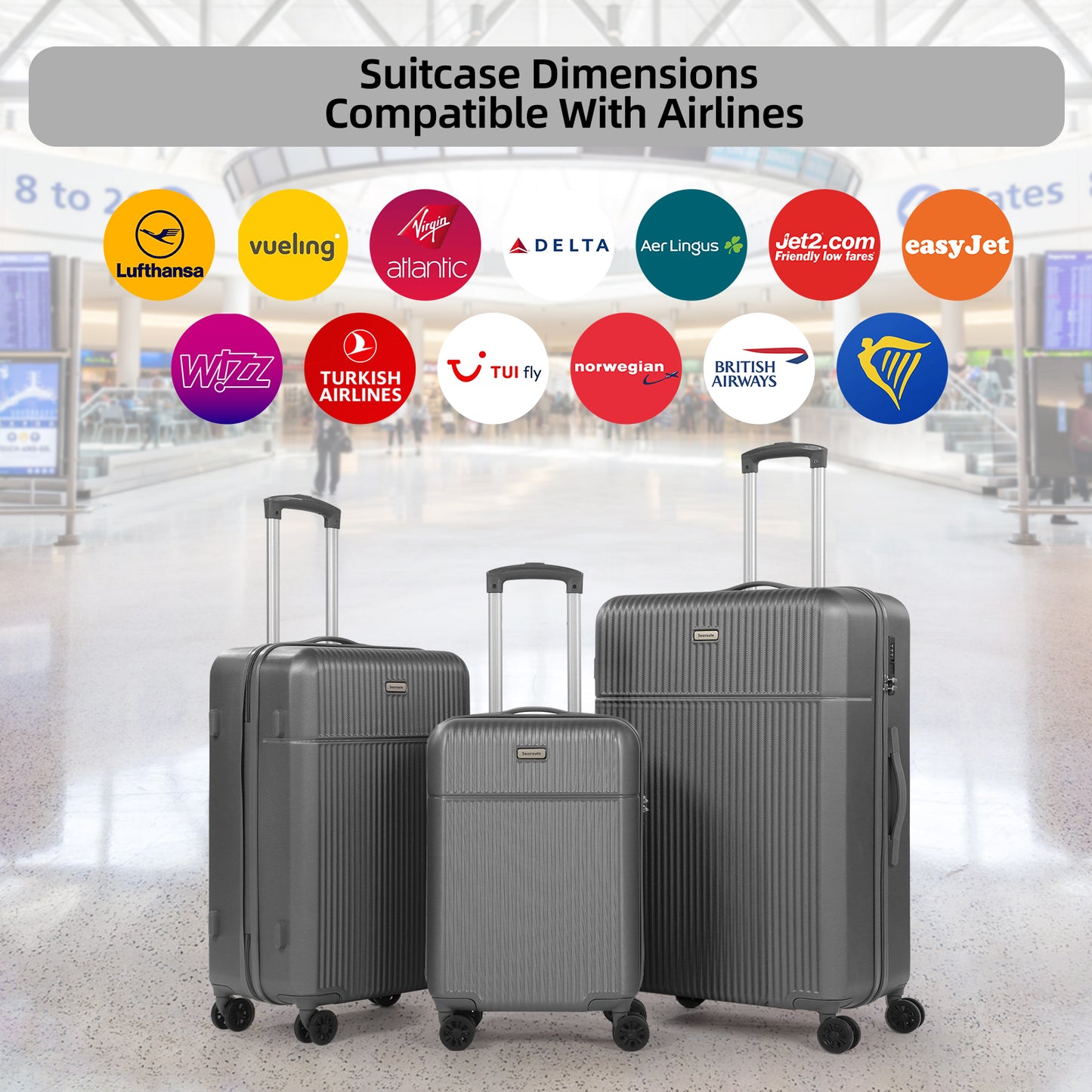 Searoute Suitcase Set in Grey