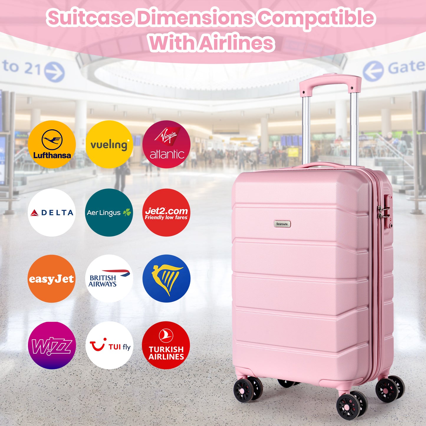 Searoute Carry-On Hand Suitcase in Pink