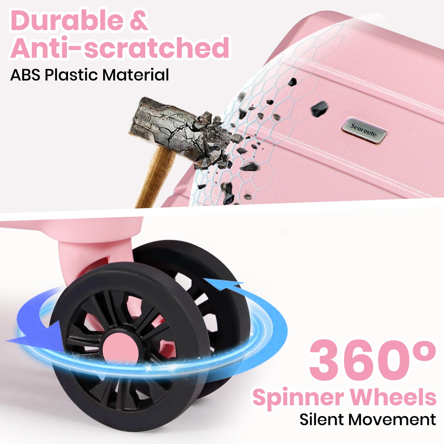 Searoute Carry-On Hand Suitcase in Pink