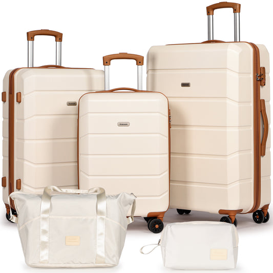Searoute Suitcase Sets of 5 Piece in Cream